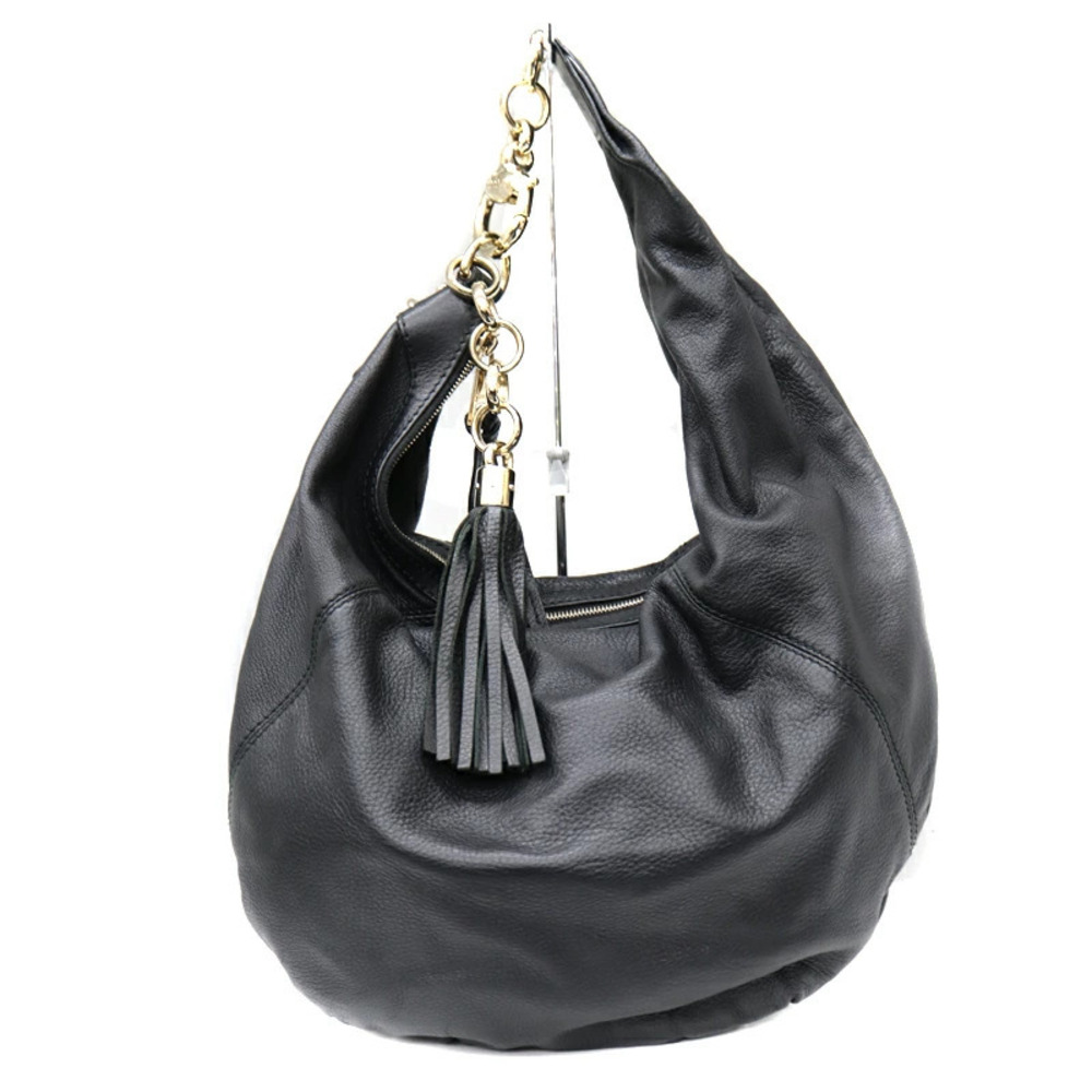 GUCCI One Shoulder Hobo Bag Handbag Leather Black